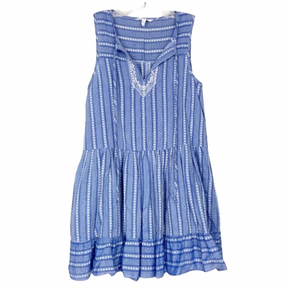 Bcbgeneration Blue Striped Sleeveless Ruffle Dress Sz XS